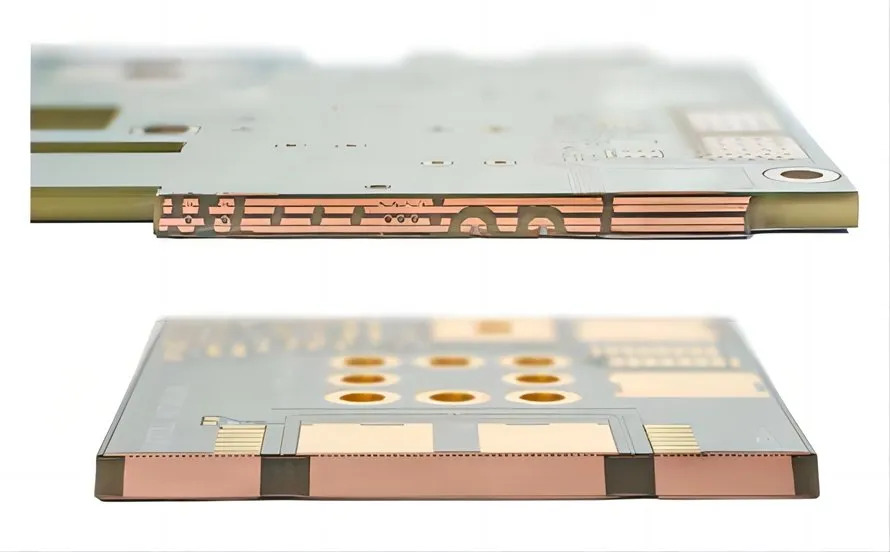 重铜 PCB 的横截面显示用于高功率应用的厚铜层