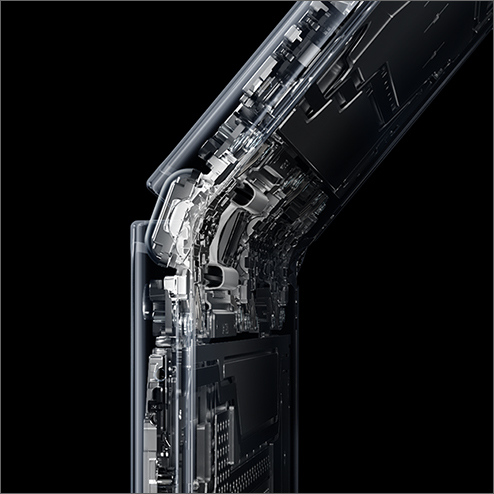 可折叠手机的横截面显示铰链中的柔性 PCB