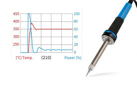 Temperature-controlled soldering iron set to best temperature for soldering.
